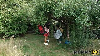 mommy4k mature brunette valentina sierra rubs her huge tits on the long italian cock in public