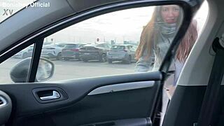 a woman lets loose in her rented car