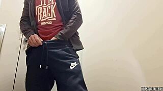 I watch the hunky stud get naughty in the public bathroom