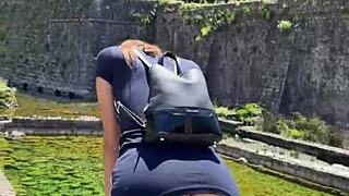 this brunette teen gets risky with public flashing and pov sex outdoors