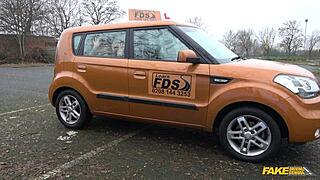 fake driving school - cock starved busty brunette demands cock in her wet pussy