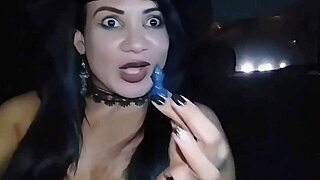 Halloween Street Flashing Big Clit Brunette Latina Pornstar