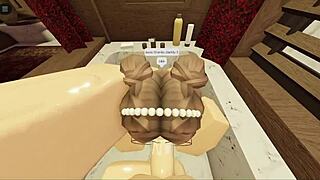 Brunette with a fat ass sucks and fucks in the bathtub!