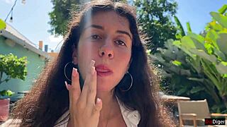 Girl eats lunch in public cafe