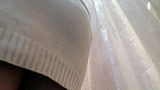 Your Italian Stepmother Shows You Her Ass and Hairy Pussy in a Dressing Room