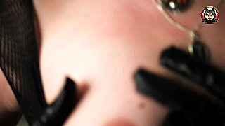 hot milf housewife reveals hairy pussy in fishnets
