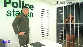 Policeman Pounds Brunette Whore's Huge Ass in Prison Rough