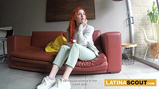 Hot Colombian redhead gets stripped and interviewed for casting.