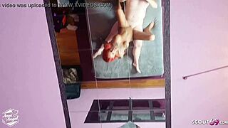 Does German teen Anni Angel swallow cum from small cock riding?