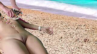 Want oral preview on coral beach with Agarabas and Olpr's big cocks