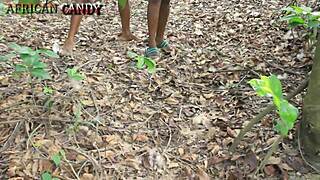 African amateurs get fucked hard in forest creampie!