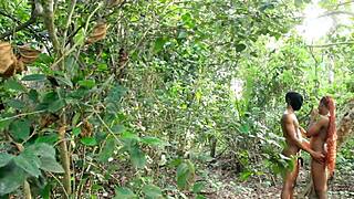 African amateurs get fucked hard in forest creampie!