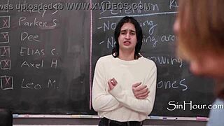 this classroom bench becomes legendary after a wild gangbang, every student wants to sit on it