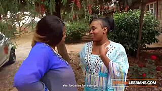 African MILF Lesbians Passionately Make Out In Public At A House Party