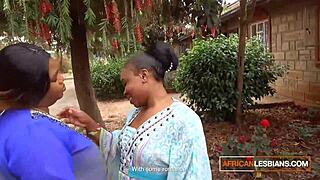 African MILF Lesbians Passionately Make Out In Public At A House Party