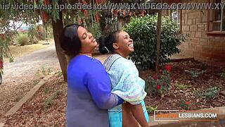 African MILF Lesbians Passionately Make Out In Public At A House Party