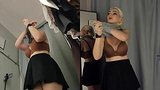 hidden cam spies girl without panties in fitting room 😈