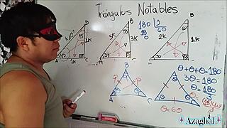 Erotic university student explores trigonometry in sexy bedroom session