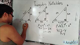 Erotic university student explores trigonometry in sexy bedroom session