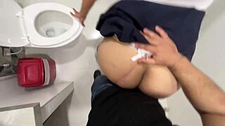 perverted stepfather follows big-assed stepdaughter to bathroom for rough fucking! 😈