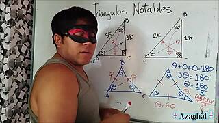 Erotic university student explores trigonometry in sexy bedroom session