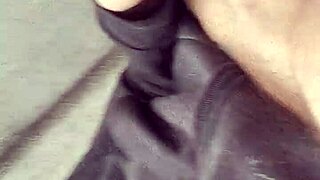 Feeling the thrill of masturbating a huge loaded cock outdoors