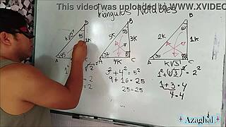 Erotic university student explores trigonometry in sexy bedroom session
