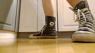 Converse Sneakers Causing Huge Intense Orgasm On Fat Ass During Masturbation