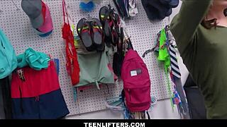 skinny brunette teen shoplifter gets caught by jack vegas