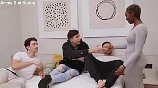 innocent ebony girl fulfills her wild gangbang fantasy