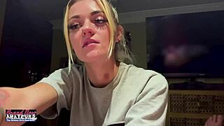 petite mature blonde sassy rubs nipples and deep fingers her shaved twat