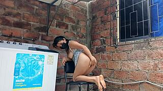 my slutty neighbor in the yard flashing her pussy under the dress