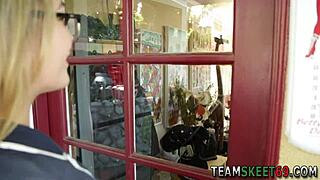 the young babysitter gives blowjob to old perv, ending with facial jizz