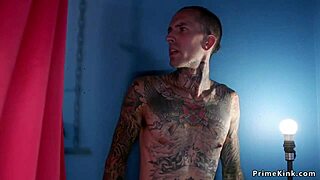 Busty alt slut anal-banging male slave