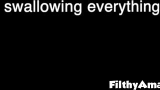 Lucilla eagerly swallows every drop in the group orgy