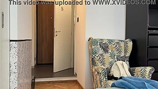 I dropped the towel in front of the delivery man real delivery