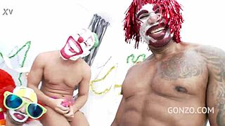 Ella Nova takes on 10 guys in a wild clown gangbang 😈