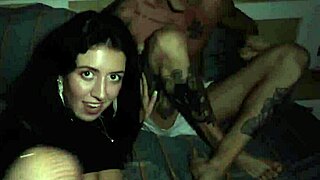 The slut wife invited two men for a threesome while her cuckold husband watched helplessly