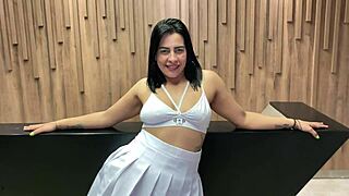 Latina milf neighbor has interracial sex with a young 18+ bbc guy in the office elevator takes off his condom and asks for a vaginal creampie kylei ellish and sr matamorros