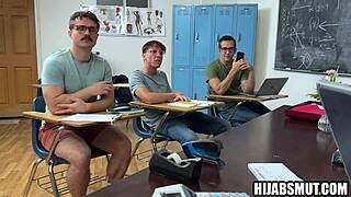 muslim teacher gets fucked in foursome by american students.