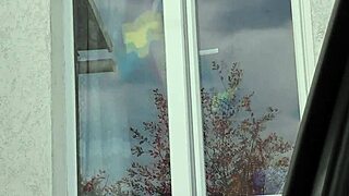 Taxi Driver Watches Naked Milf In Stockings Wash Apartment Window Without Panties