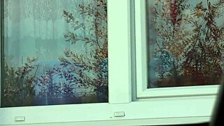 Taxi Driver Watches Naked Milf In Stockings Wash Apartment Window Without Panties