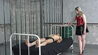 japanese mistress fists and pegs slave's ass with dildo and strapon