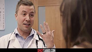 The cheating wife sees the gynecologist intimately while her husband waits outside