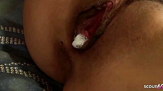 Double creampie mmf threesome for petite japanese teen in jav casting