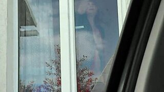 Taxi Driver Watches Naked Milf In Stockings Wash Apartment Window Without Panties