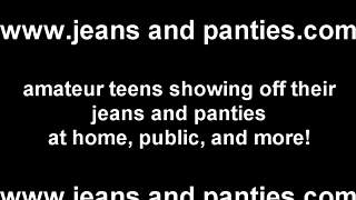 i feel so naughty flashing my panties in these tight blue jeans