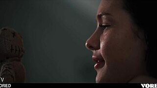 girls have fun with voodoo doll, one sliding all way up pussy