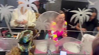 the bar with panties hanging from the ceiling