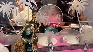 the bar with panties hanging from the ceiling